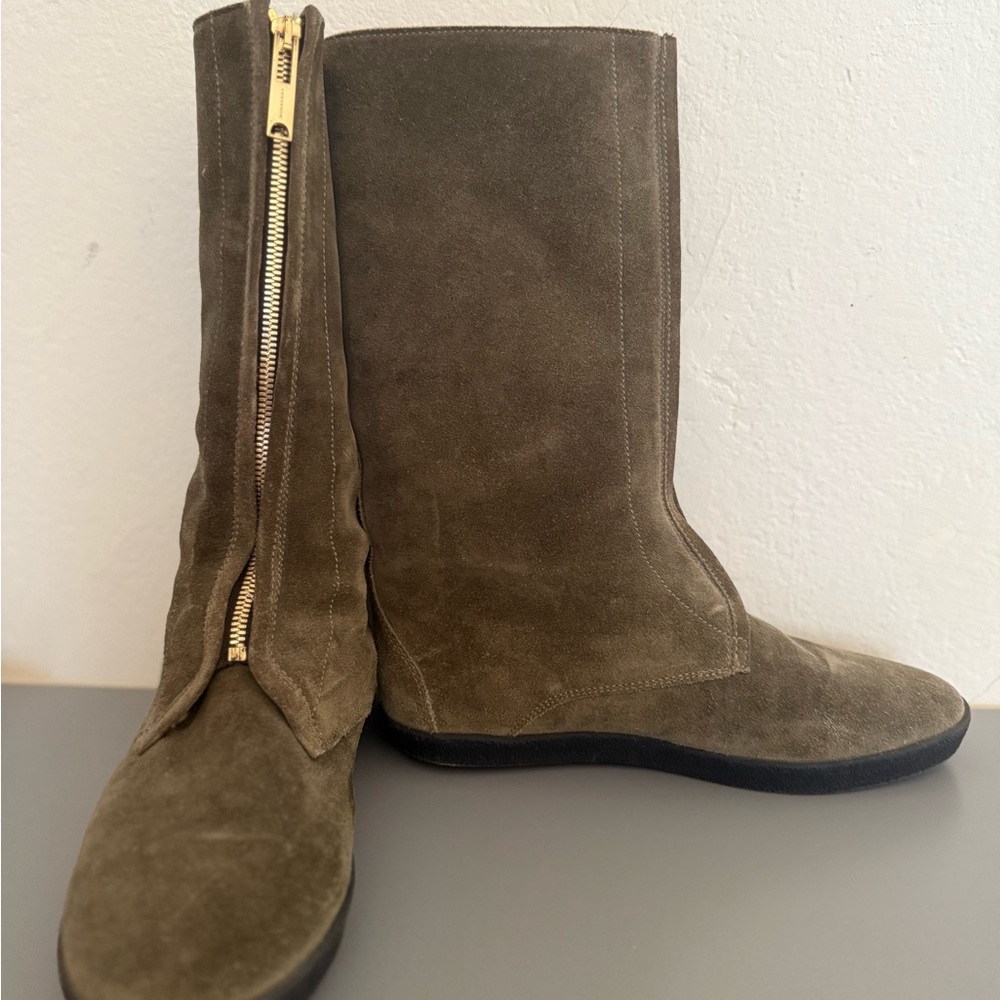 Burberry Khaki Suede Winter Boots